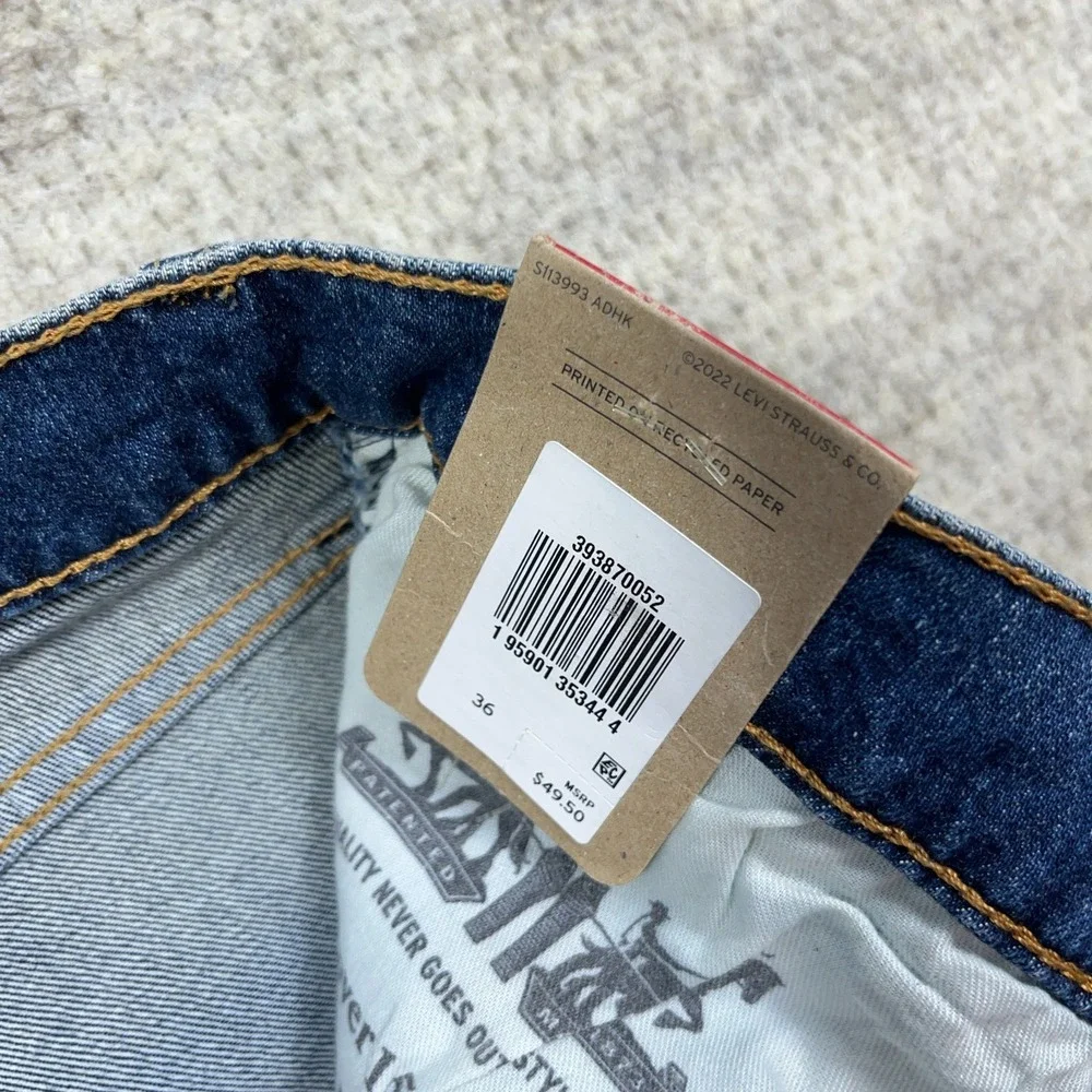 Levis 412 Shorts Men 36 Slim Fit Blue Jean Jorts Med Wash Faded Distressed Hole